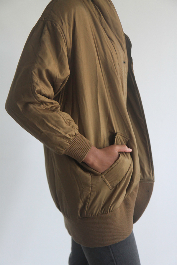 The Shudio Vintage Olive Oversized Silk Bomber The Shudio Vintage Olive Oversized Silk Bomber