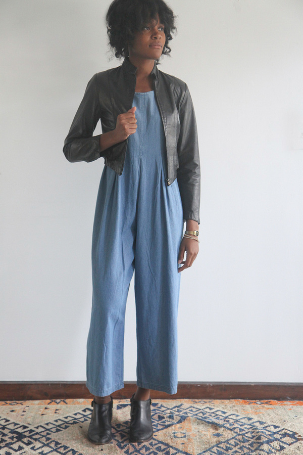 The Shudio Vintage Light Denim Pleated Jumpsuit The Shudio Vintage Light Denim Pleated Jumpsuit