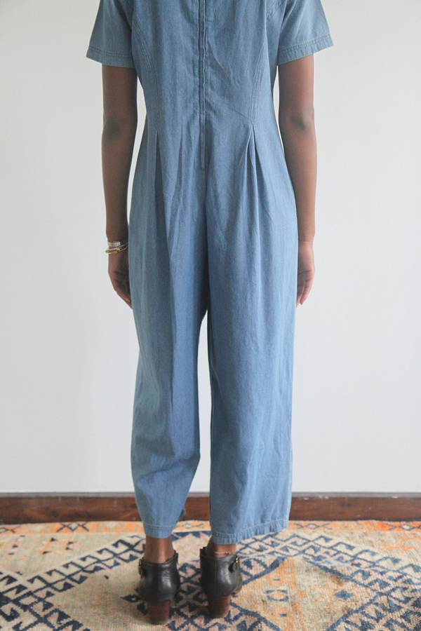The Shudio Vintage Light Denim Pleated Jumpsuit The Shudio Vintage Light Denim Pleated Jumpsuit