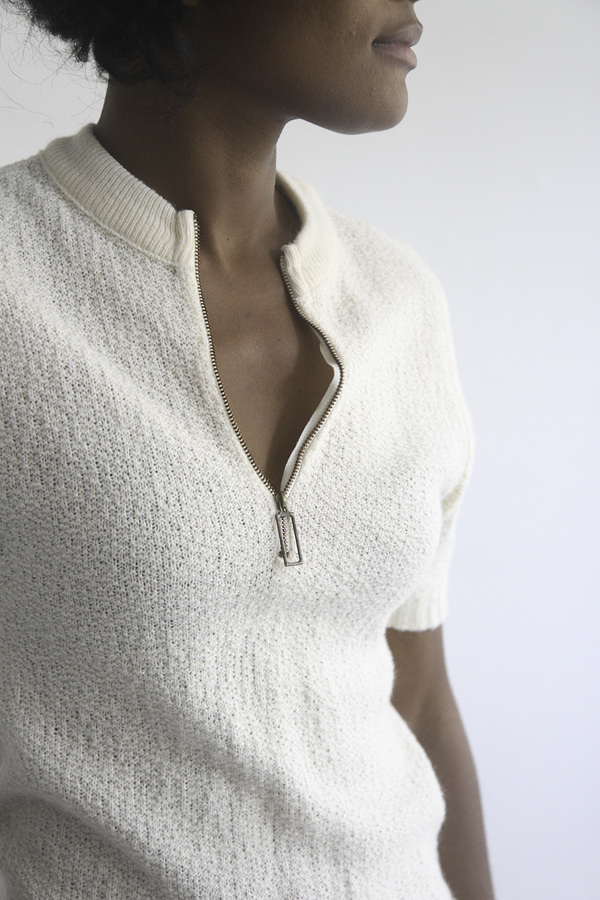 The Shudio Vintage Cream Sportknit Zippered Tee The Shudio Vintage Cream Sportknit Zippered Tee