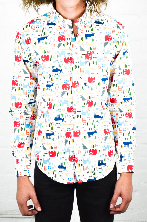 Men's Naked and Famous Animals Block Print Shirt Men's Naked and Famous Animals Block Print Shirt