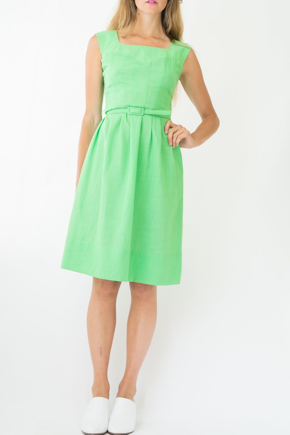 bright green dress
