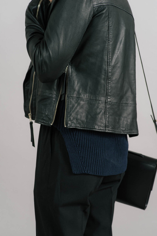 Just Female Stone Zip Leather Jacket Just Female Stone Zip Leather Jacket