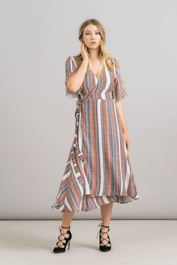 Just Female Stripe Wrap Dress Just Female Stripe Wrap Dress