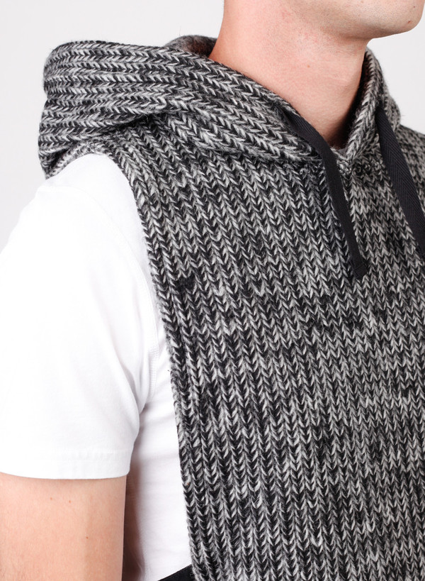 Hooded Interliner Grey Sweater Knit Hooded Interliner Grey Sweater Knit