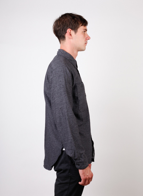 Men's Engineered Garments Work Shirt Grey/Black Broken Twill Men's Engineered Garments Work Shirt Grey/Black Broken Twill