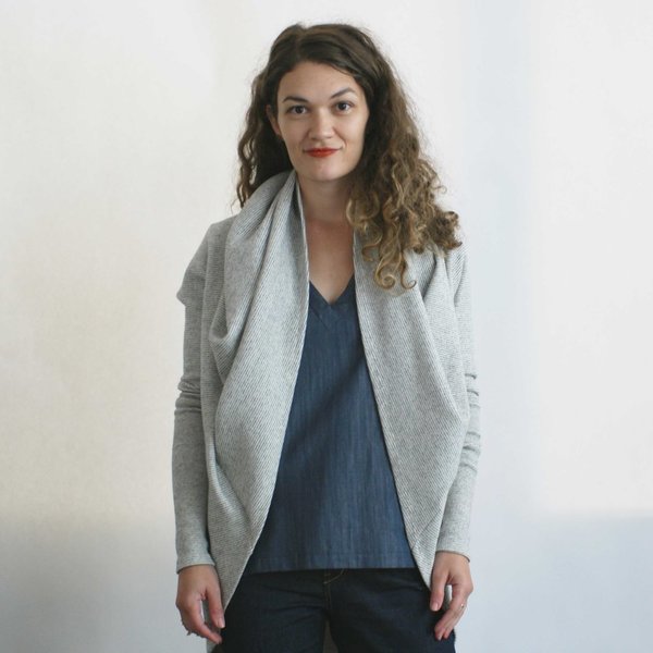 Ursa Minor Tabard Cardigan in Oatmeal Stripe Ursa Minor Tabard Cardigan in Oatmeal Stripe