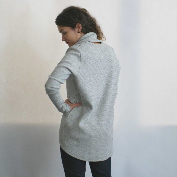 Ursa Minor Tabard Cardigan in Oatmeal Stripe Ursa Minor Tabard Cardigan in Oatmeal Stripe