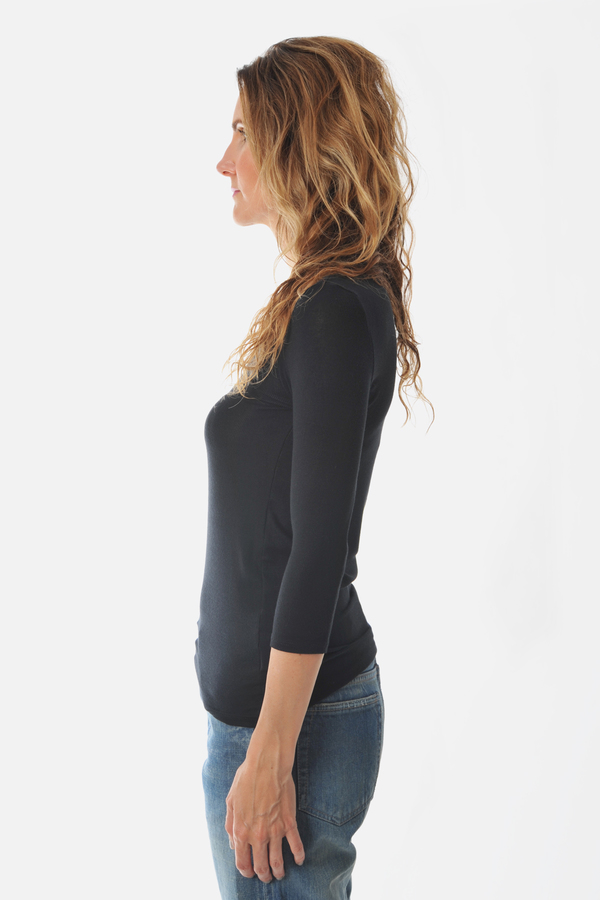 Jackie Ballet Neck Rib Black Tee by ATM Jackie Ballet Neck Rib Black Tee by ATM