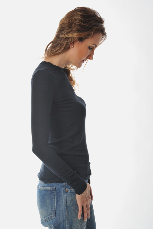 Long Sleeve Black Rib Crew Neck Tee by ATM Long Sleeve Black Rib Crew Neck Tee by ATM