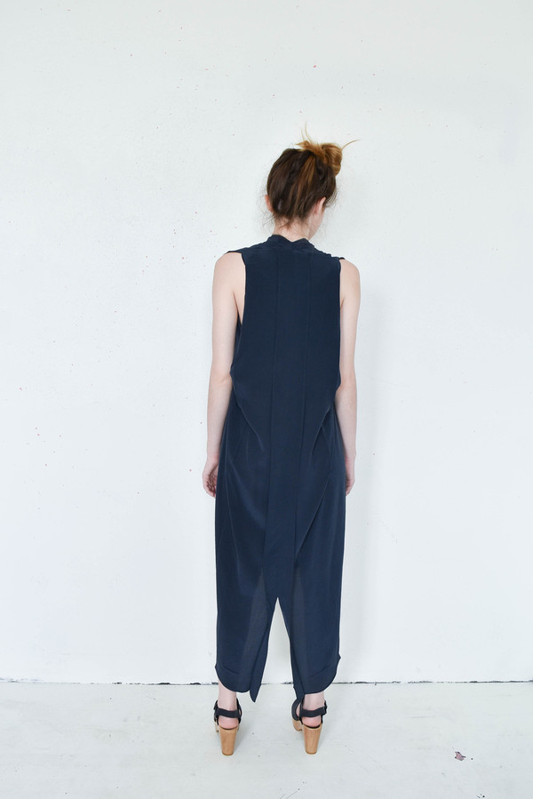 7115 By Szeki Navy Silk Origami Dress 7115 By Szeki Navy Silk Origami Dress
