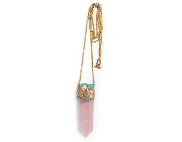 Adina Mills Rose Quartz Obelisk Necklace Adina Mills Rose Quartz Obelisk Necklace