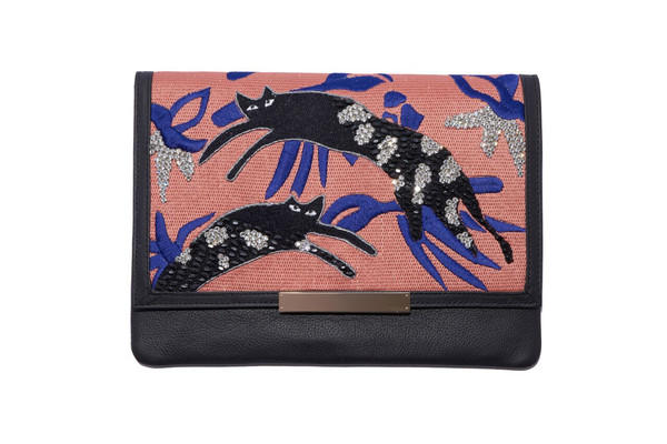 Lizzie Fortunato Port of Call Clutch in Jumping Jaguars Lizzie Fortunato Port of Call Clutch in Jumping Jaguars