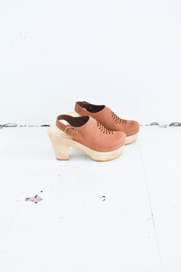 No. 6 Lila Woven Slingback Clog in Tobacco No. 6 Lila Woven Slingback Clog in Tobacco