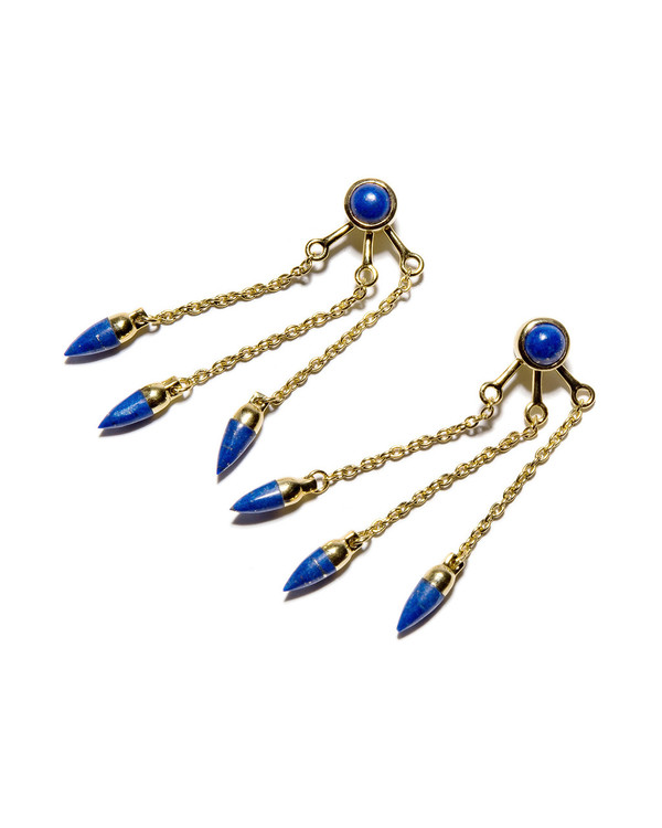 Pamela Love Gold Three Stone Ear Jackets with Lapis Pamela Love Gold Three Stone Ear Jackets with Lapis