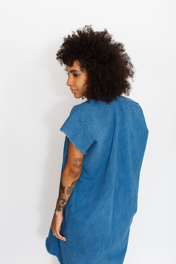 Miranda Bennett - Everyday Dress, Cropped, Denim in Indigo Miranda Bennett - Everyday Dress, Cropped, Denim in Indigo