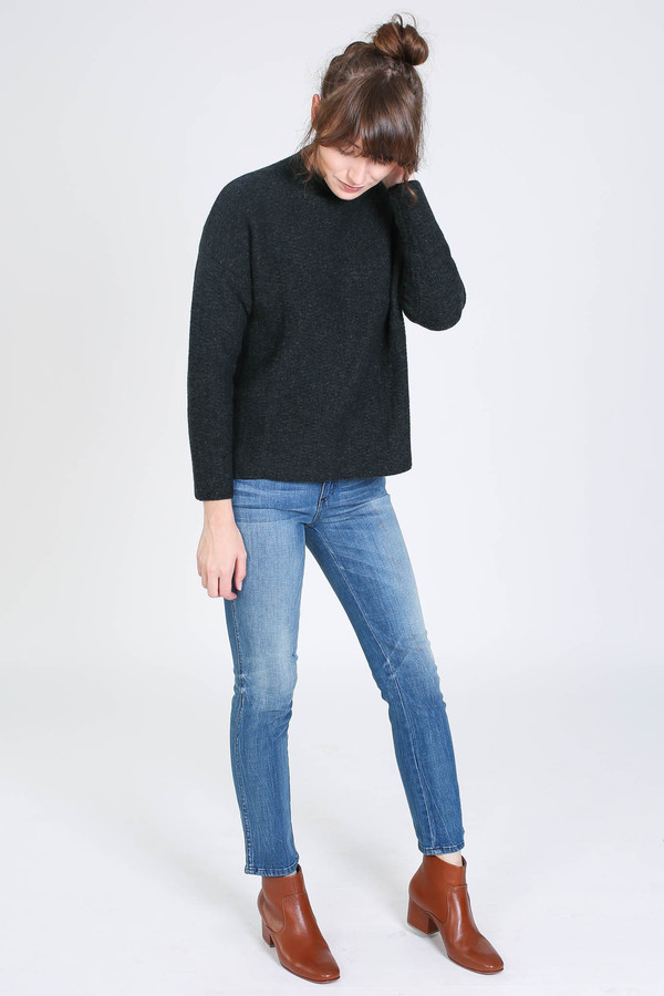 Evam Eva Cashmere garter stich pullover in charcoal Evam Eva Cashmere garter stich pullover in charcoal