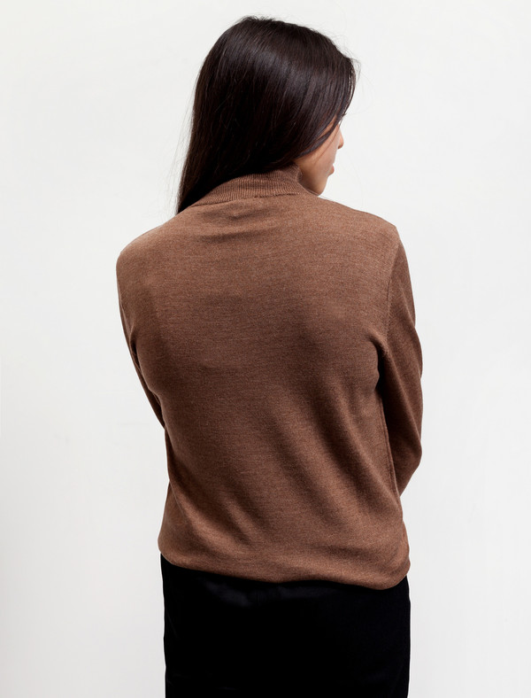 Sunspel Womens Funnel Neck Jumper Copper Brown Sunspel Womens Funnel Neck Jumper Copper Brown