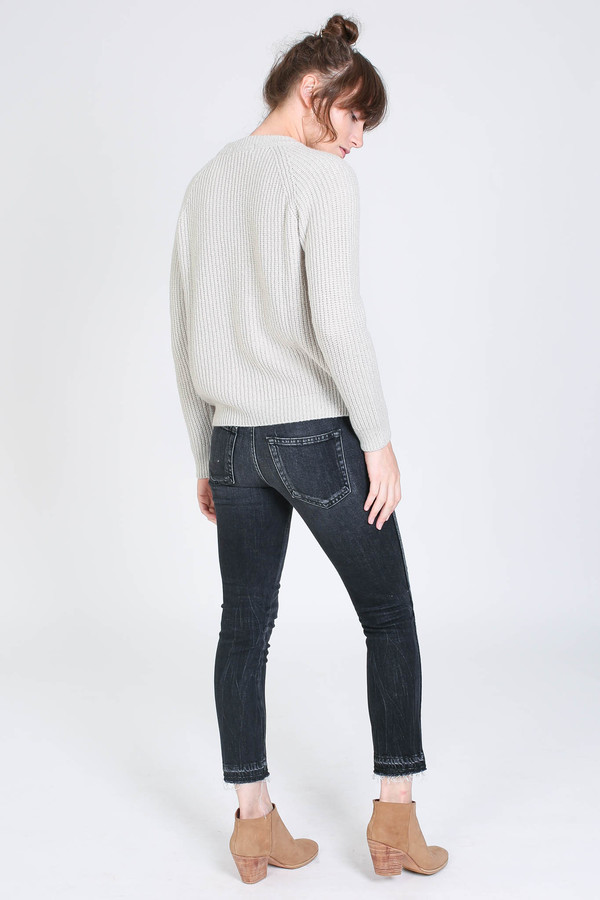 Evam Eva Wool cashmere raglan pullover in antique white Evam Eva Wool cashmere raglan pullover in antique white