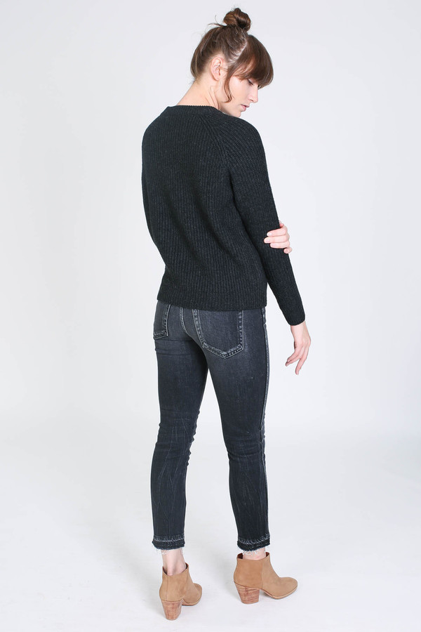 Evam Eva Wool cashmere raglan pullover in charcoal Evam Eva Wool cashmere raglan pullover in charcoal