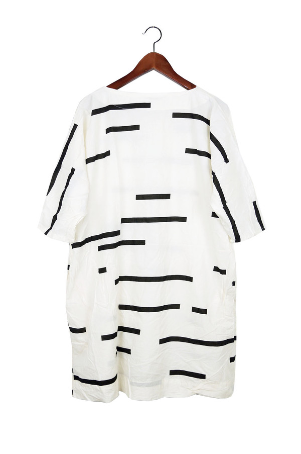 Uzi NYC Cream Broken Stripe Now Dress Uzi NYC Cream Broken Stripe Now Dress