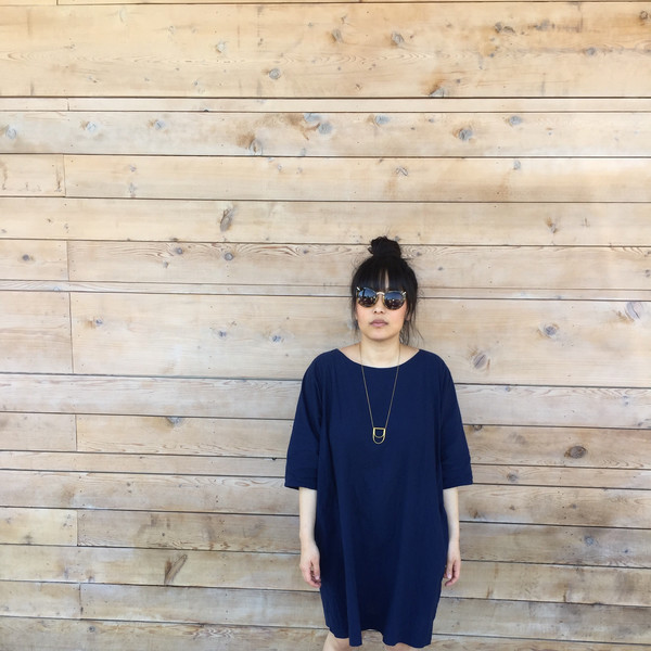 Uzi NYC Cream Broken Stripe Now Dress Uzi NYC Cream Broken Stripe Now Dress