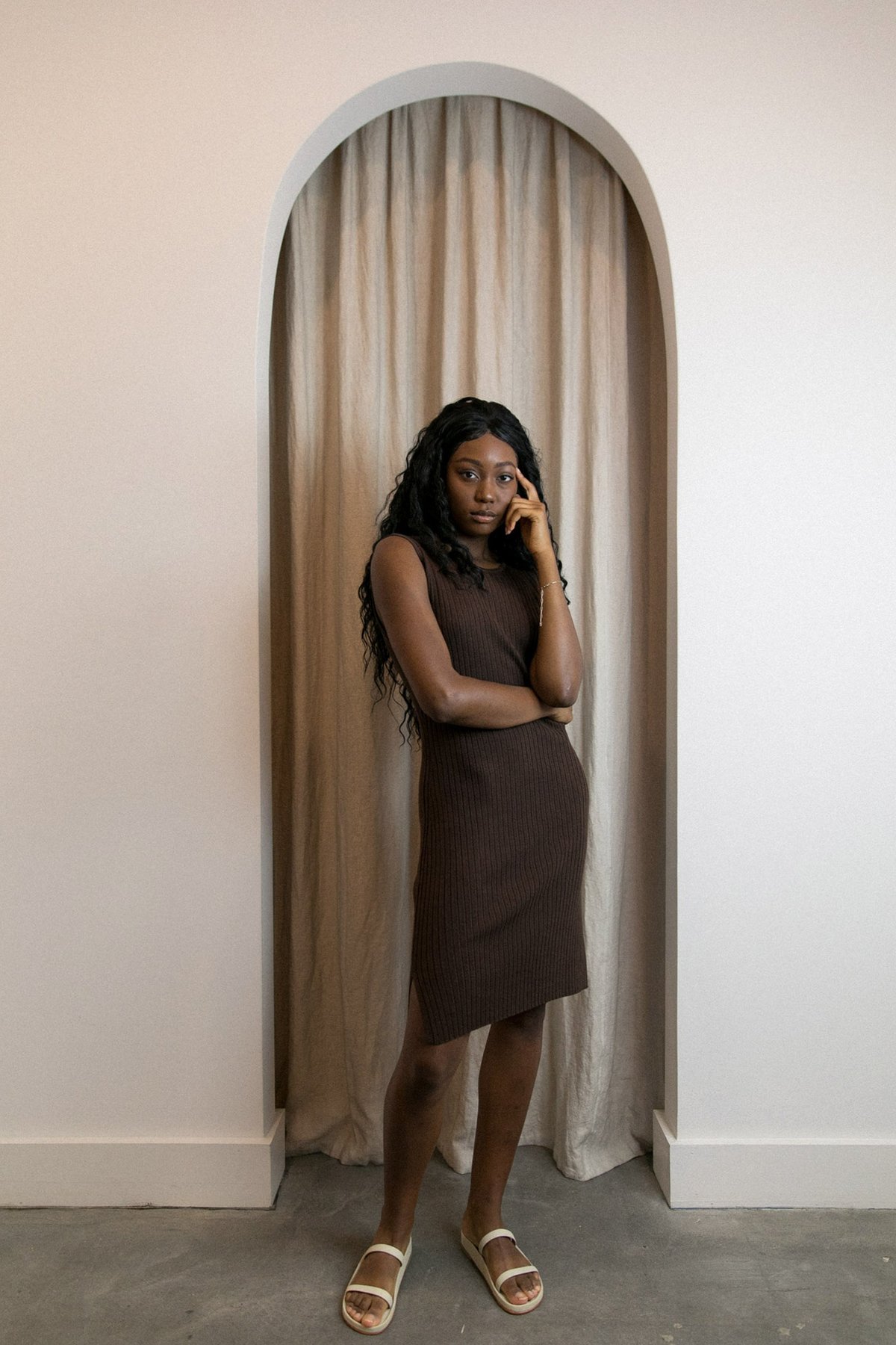 ST. AGNI GIA KNIT DRESS - COCOA 