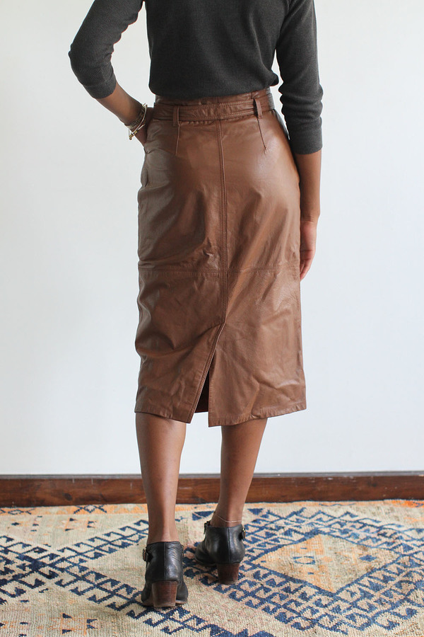 RAWSON Vintage Caramel Leather Pencil Skirt RAWSON Vintage Caramel Leather Pencil Skirt