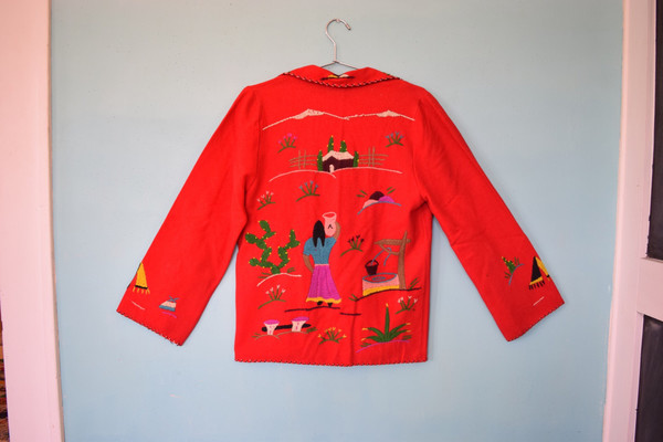 Red Southwestern Embroidered Jacket Red Southwestern Embroidered Jacket
