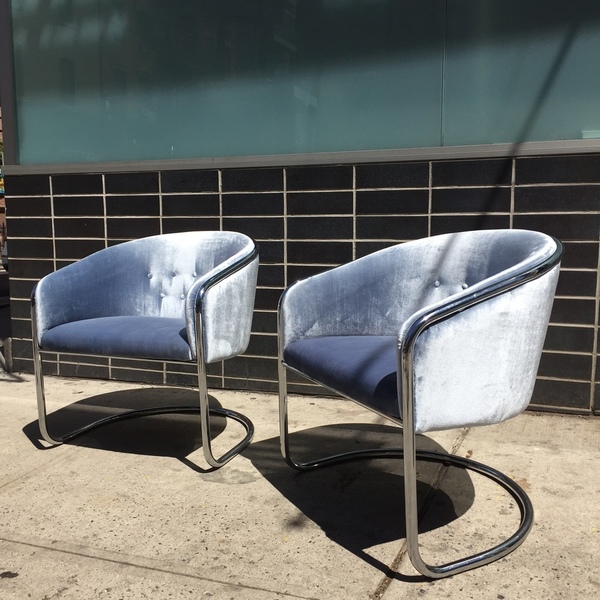 Chrome Cantilever Armchairs by Thonet Chrome Cantilever Armchairs by Thonet