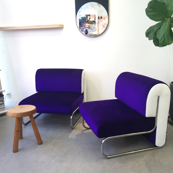 Chrome Tubular Late 1970s Pigment Purple Lounge Chairs Chrome Tubular Late 1970s Pigment Purple Lounge Chairs