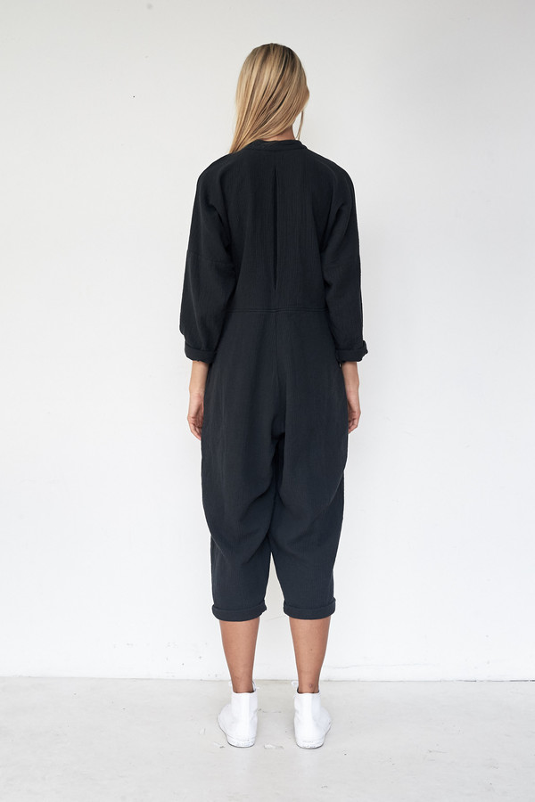 Black Crane Cotton Quilted Jumpsuit Black Crane Cotton Quilted Jumpsuit