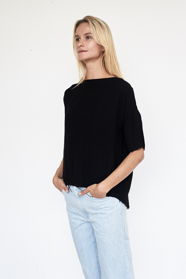 Black Crane Rayon Square Top Black Crane Rayon Square Top