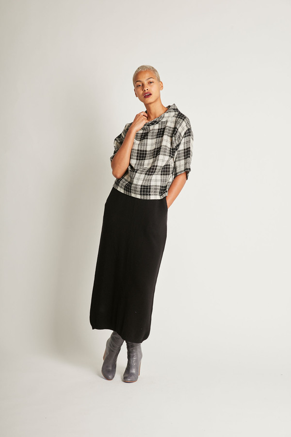 H. Fredriksson Crop Top in Black/White Plaid Wool H. Fredriksson Crop Top in Black/White Plaid Wool