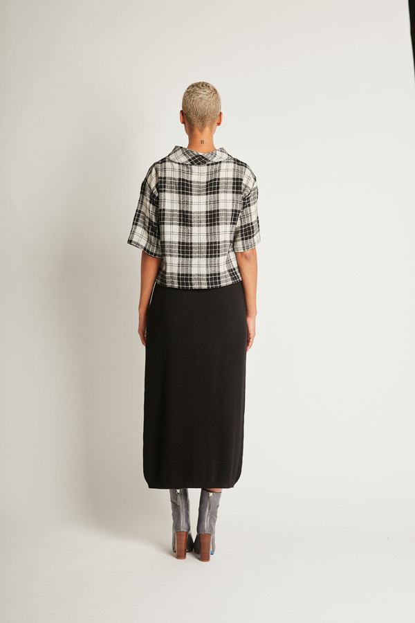 H. Fredriksson Crop Top in Black/White Plaid Wool H. Fredriksson Crop Top in Black/White Plaid Wool