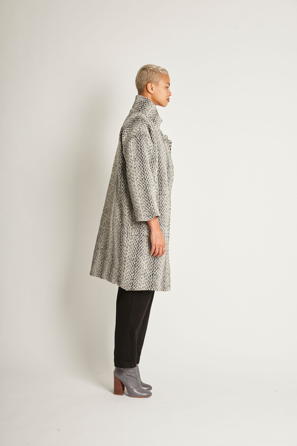 H. Fredriksson Kate Coat in Grey Tweed Wool H. Fredriksson Kate Coat in Grey Tweed Wool