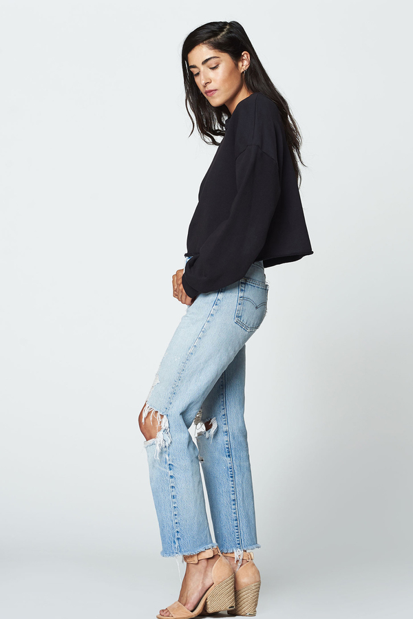 LACAUSA Cropped Pullover Top- Tar LACAUSA Cropped Pullover Top- Tar