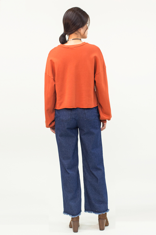 LACAUSA Cropped Pullover Top- Orange LACAUSA Cropped Pullover Top- Orange