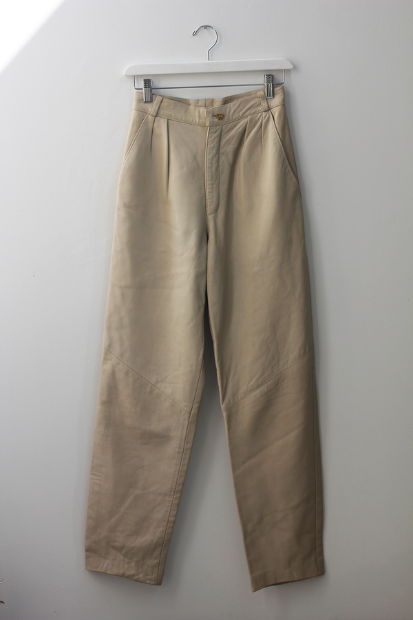 Hey Jude Vintage Cream Leather Trousers Hey Jude Vintage Cream Leather Trousers