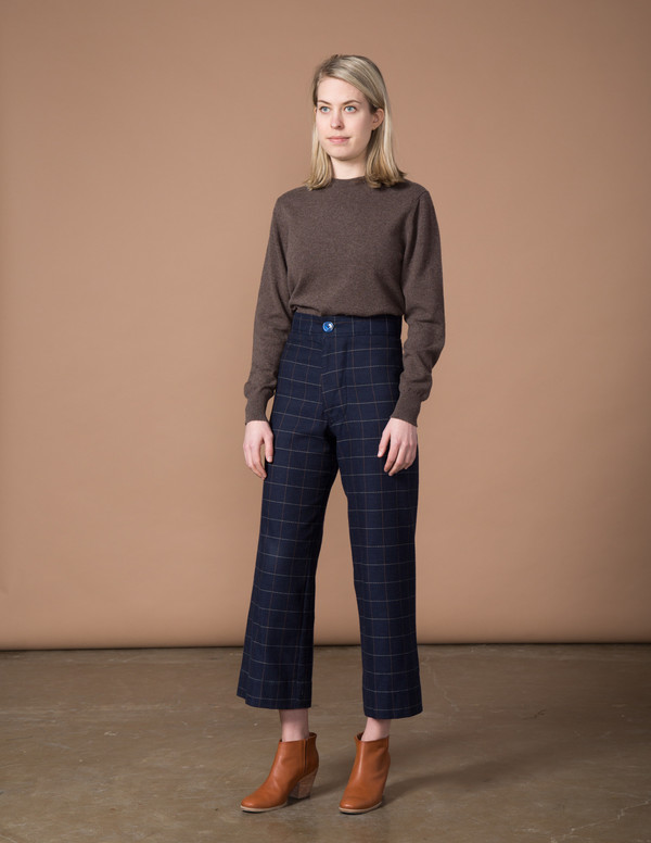 SBJ Austin Angela Pant - Navy Woven Window Pane SBJ Austin Angela Pant - Navy Woven Window Pane