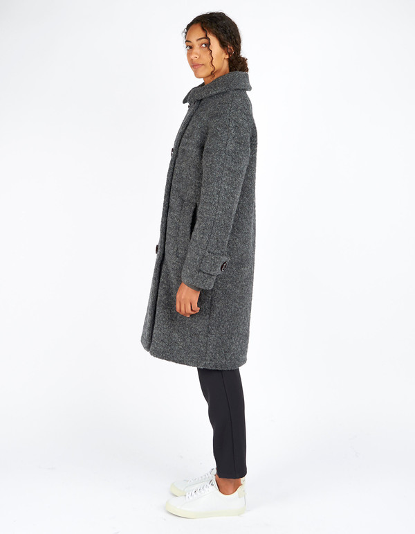 Ganni Fenn Double Breasted Coat Smoked Pearl Melange Ganni Fenn Double Breasted Coat Smoked Pearl Melange