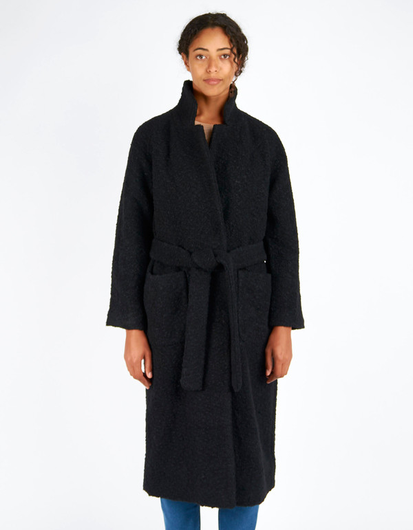 Ganni Fenn Long Wrap Coat Black Ganni Fenn Long Wrap Coat Black