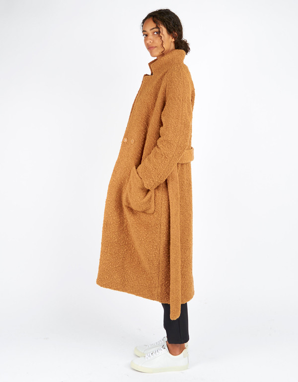 Ganni Fenn Long Wrap Coat Tobacco Brown Ganni Fenn Long Wrap Coat Tobacco Brown
