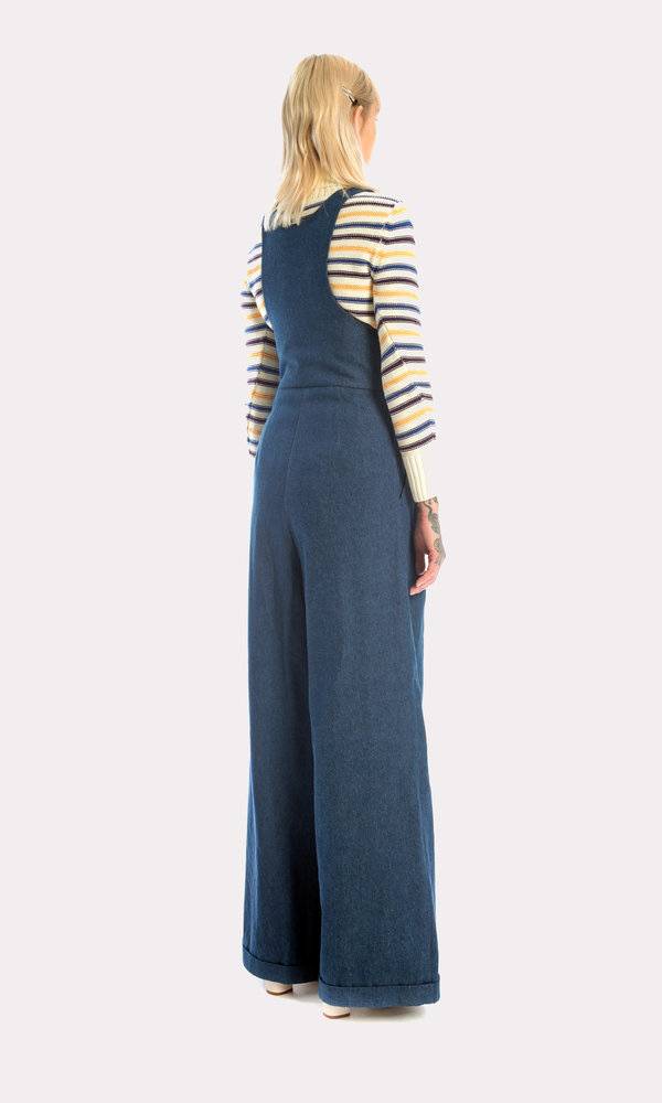 Kurt Lyle Olivia Suspender Pant in Dark Denim Kurt Lyle Olivia Suspender Pant in Dark Denim