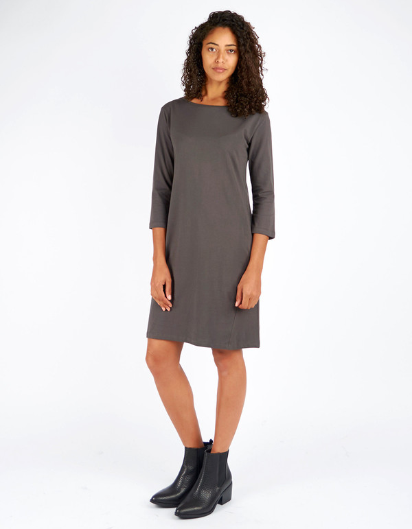 Kowtow Building Block Boat Neck Dress Charcoal Kowtow Building Block Boat Neck Dress Charcoal
