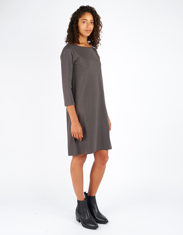 Kowtow Building Block Boat Neck Dress Charcoal Kowtow Building Block Boat Neck Dress Charcoal