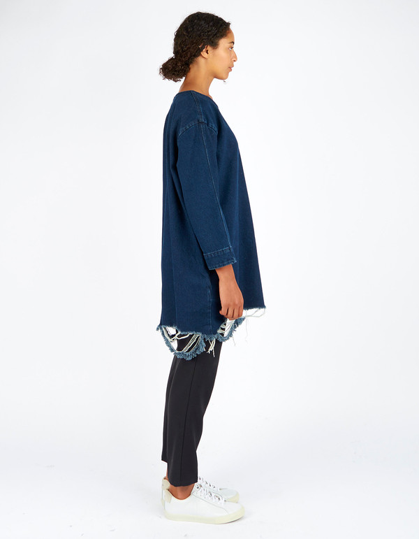 Waven Eira Distressed Denim T Dress Blue Rip & Repair Waven Eira Distressed Denim T Dress Blue Rip & Repair
