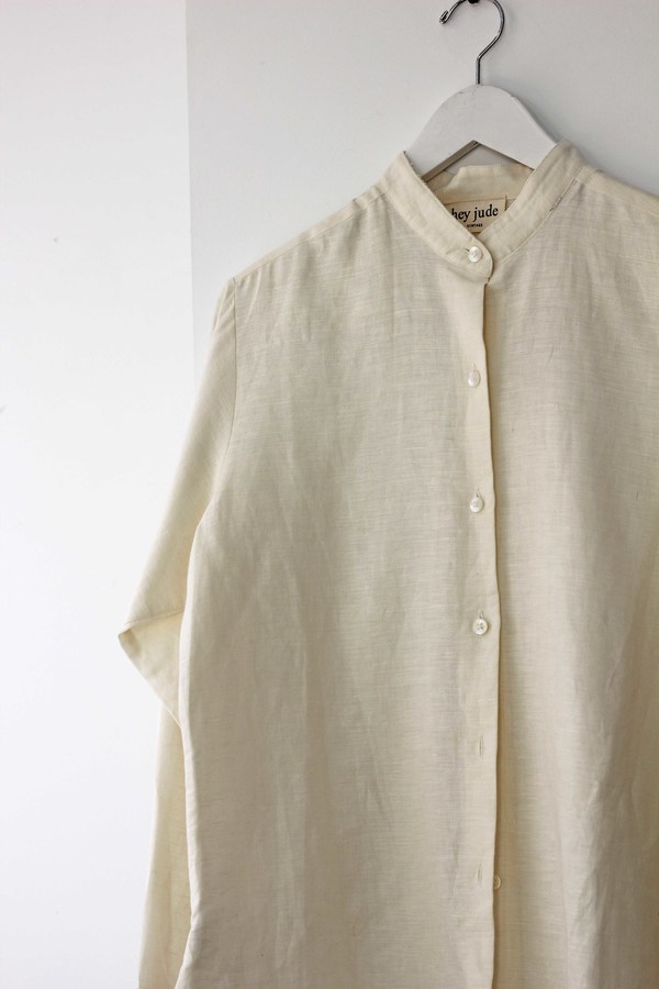 Hey Jude Vintage Linen Mandarin Collar Top Hey Jude Vintage Linen Mandarin Collar Top