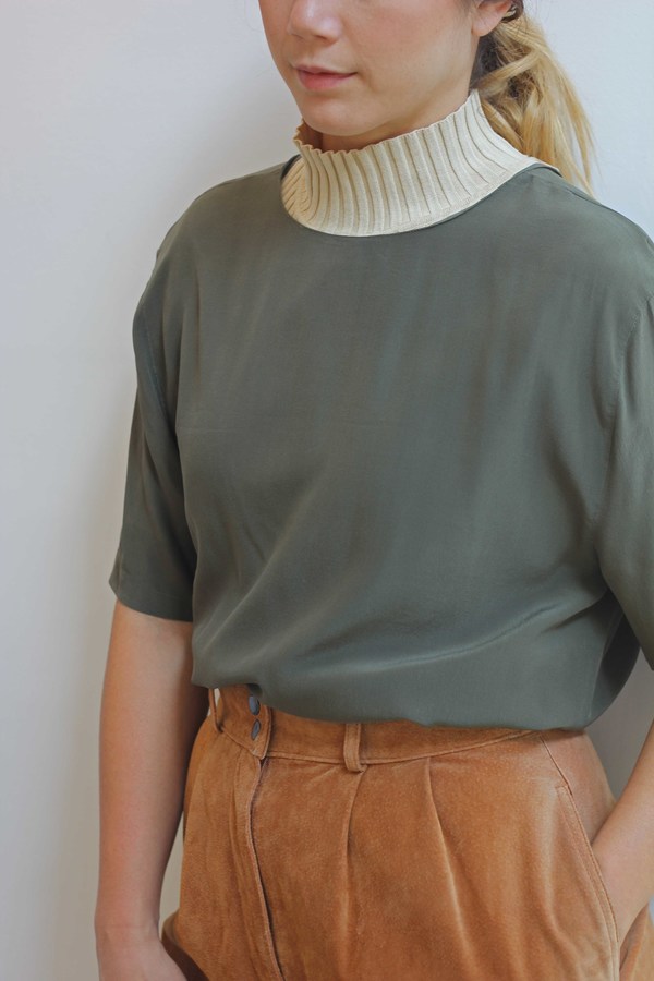 Hey Jude Vintage Olive Silk Tee Hey Jude Vintage Olive Silk Tee