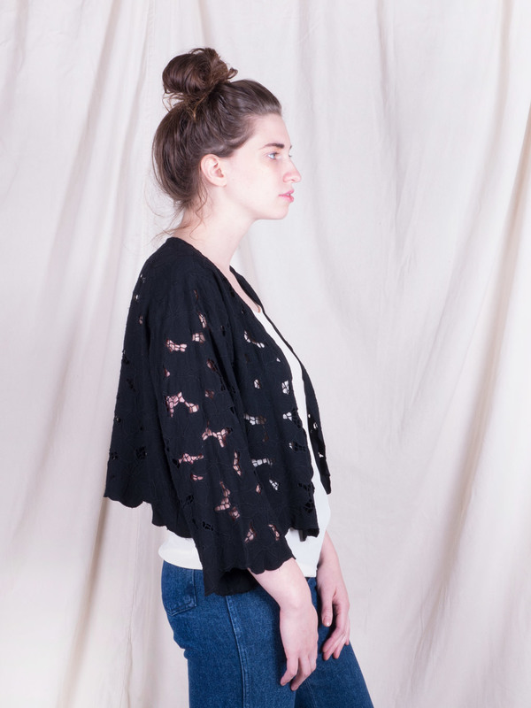 Woods Vintage Black Lace Cardigan Woods Vintage Black Lace Cardigan
